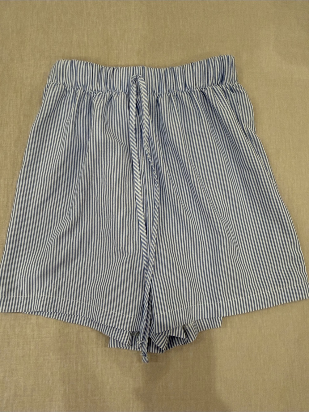 Women's Blue & White Striped Drawstring Shorts